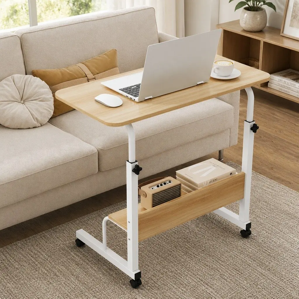 Portable Laptop Desk for Home Office Height Adjustable with Caster Wheels