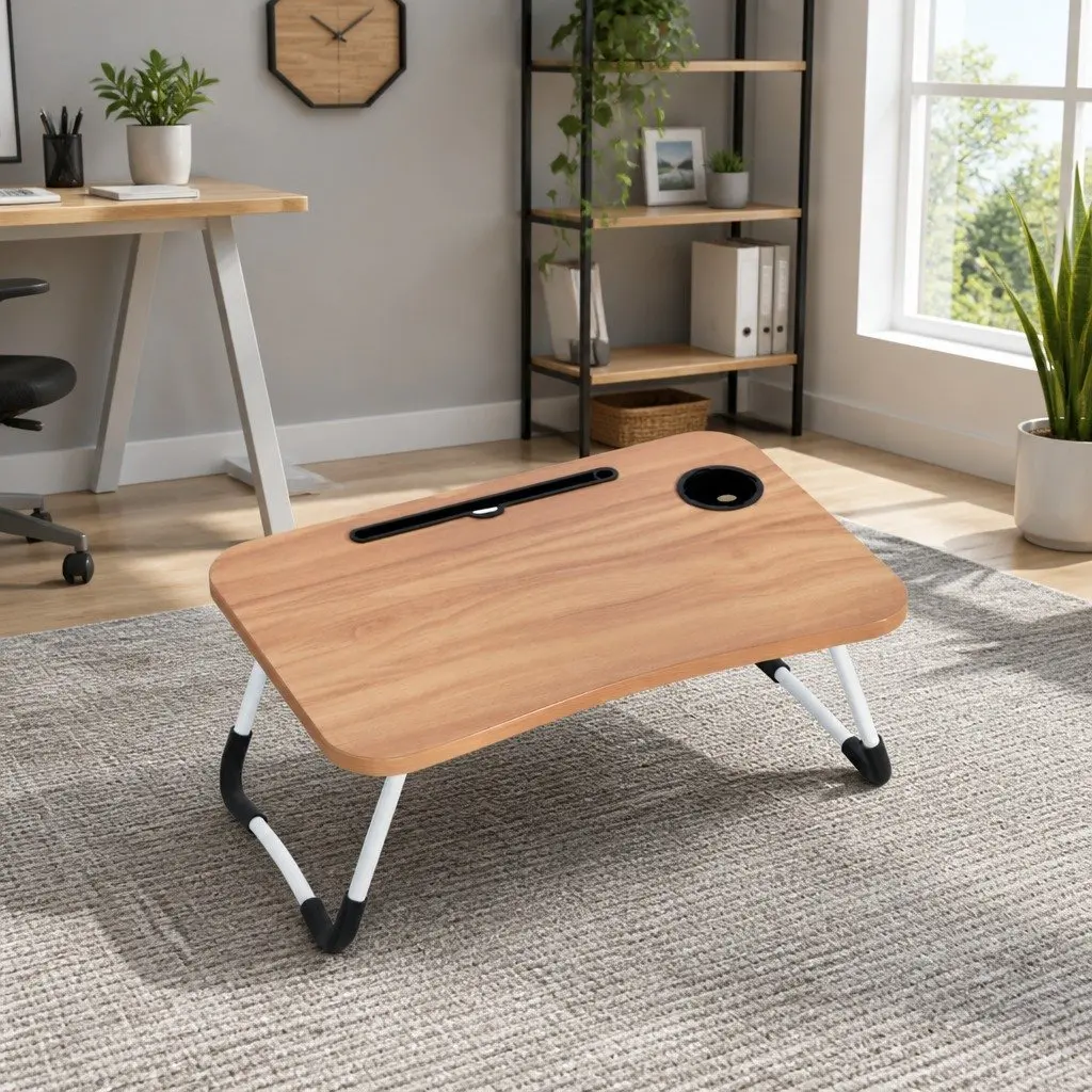 Laptop Desk Table Foldable Stand Lap Tray Sofa Bed Portable Adjustable Pine