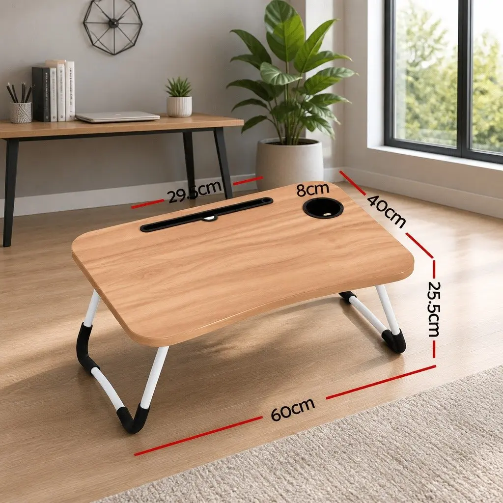 Laptop Desk Table Foldable Stand Lap Tray Sofa Bed Portable Adjustable Pine