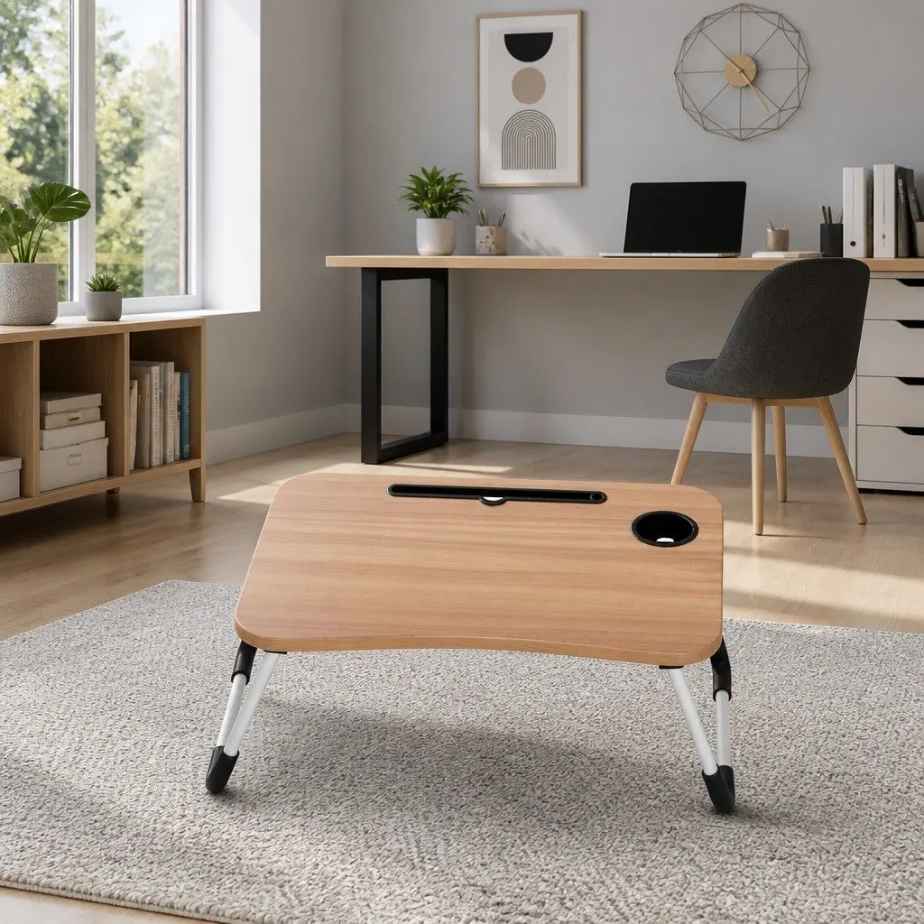 Laptop Desk Table Foldable Stand Lap Tray Sofa Bed Portable Adjustable Pine