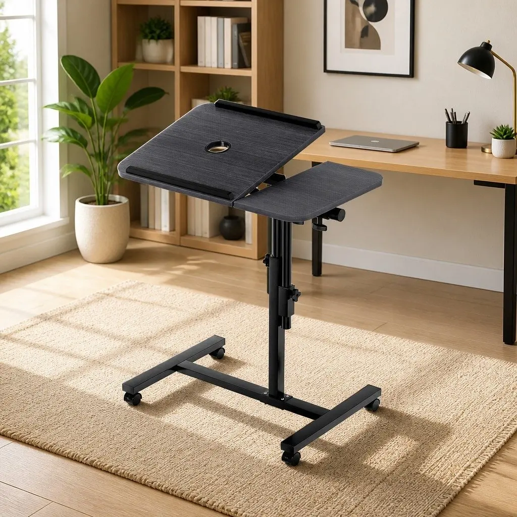 60cm Mobile Laptop Desk with Adjustable Height and Fan