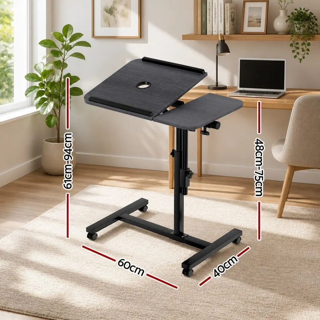 60cm Mobile Laptop Desk with Adjustable Height and Fan