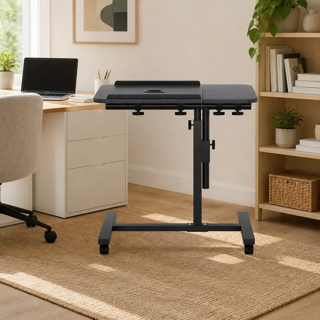 60cm Mobile Laptop Desk with Adjustable Height and Fan