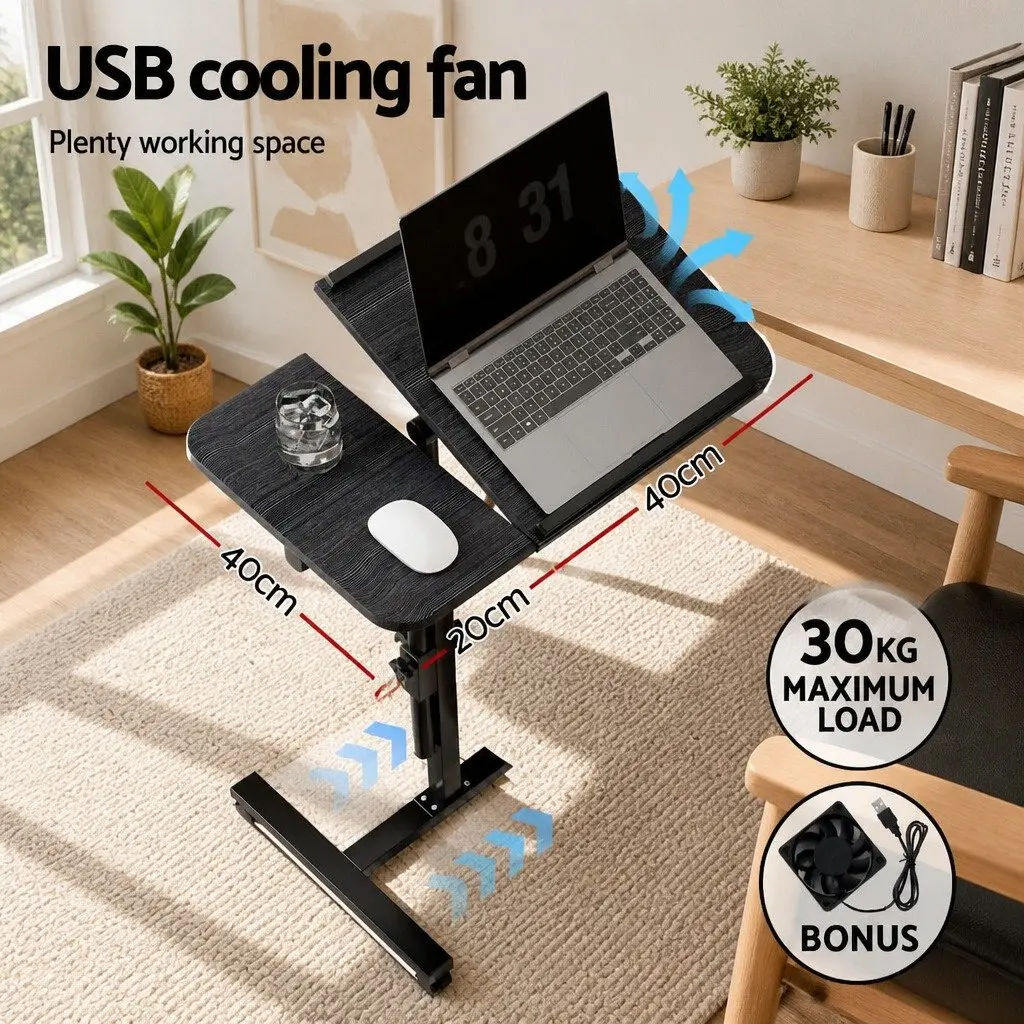 60cm Mobile Laptop Desk with Adjustable Height and Fan