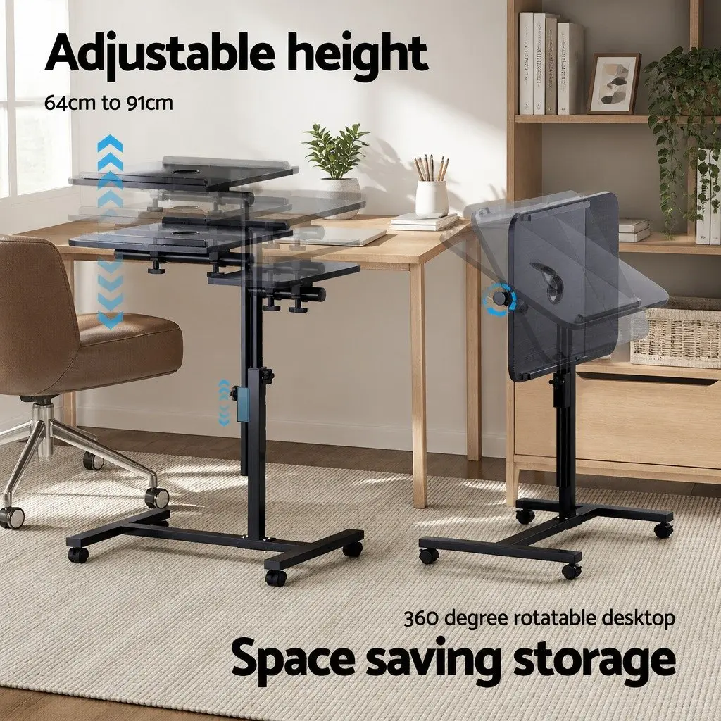 60cm Mobile Laptop Desk with Adjustable Height and Fan
