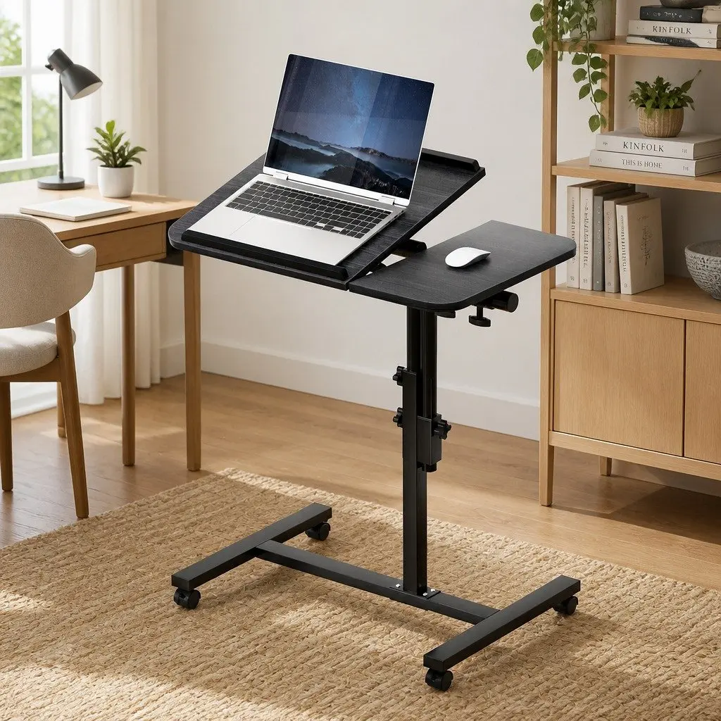 60cm Mobile Laptop Desk with Adjustable Height and Fan