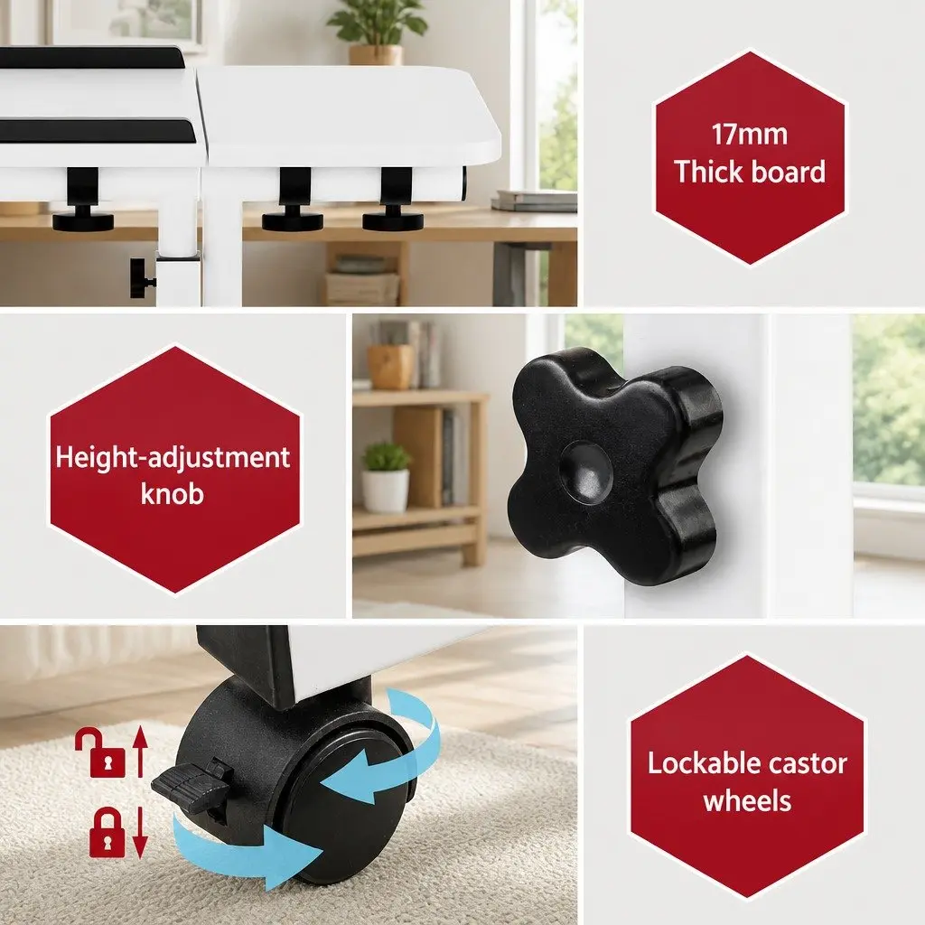 60CM Adjustable Height Steel Laptop Desk with Fan