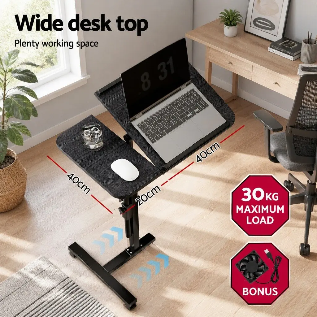 Mobile Laptop Desk Stand 60CM Adjustable Height Rotating Tilting with Caster