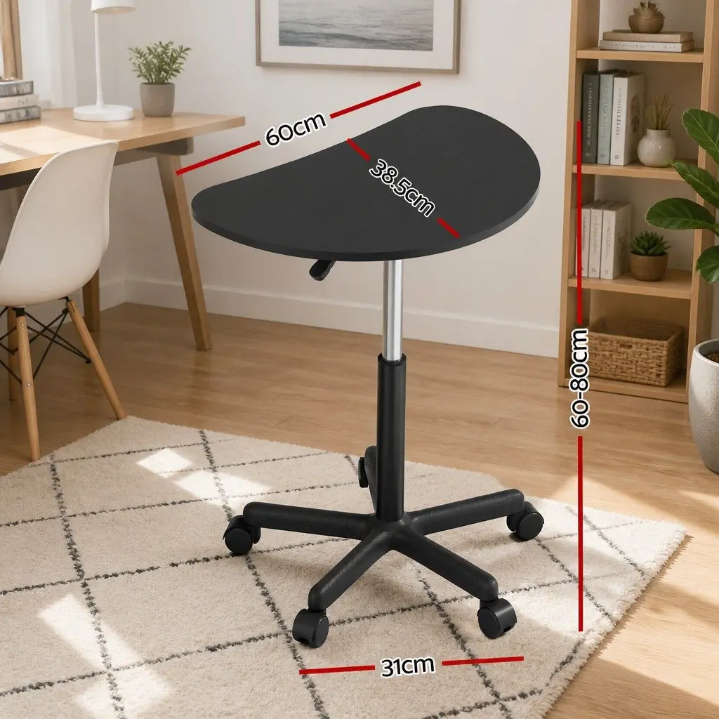 Black Height Adjustable Laptop Desk with Wheels