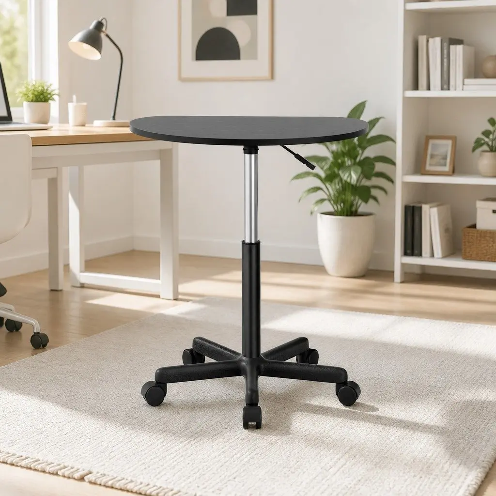 Black Height Adjustable Laptop Desk with Wheels