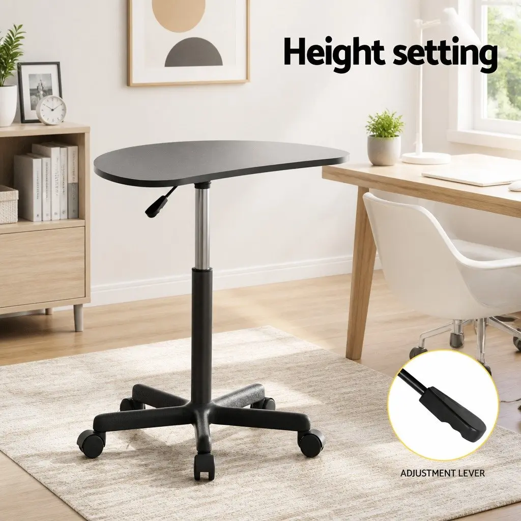 Black Height Adjustable Laptop Desk with Wheels