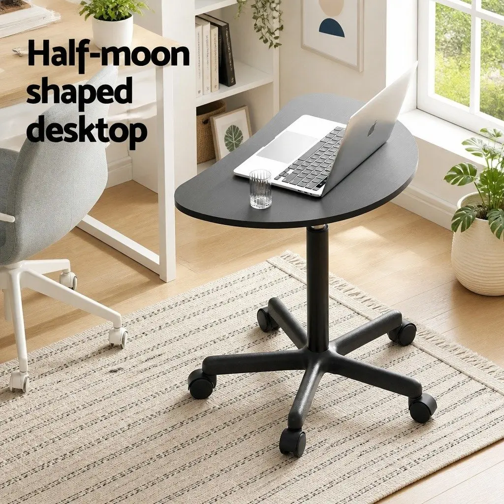 Black Height Adjustable Laptop Desk with Wheels