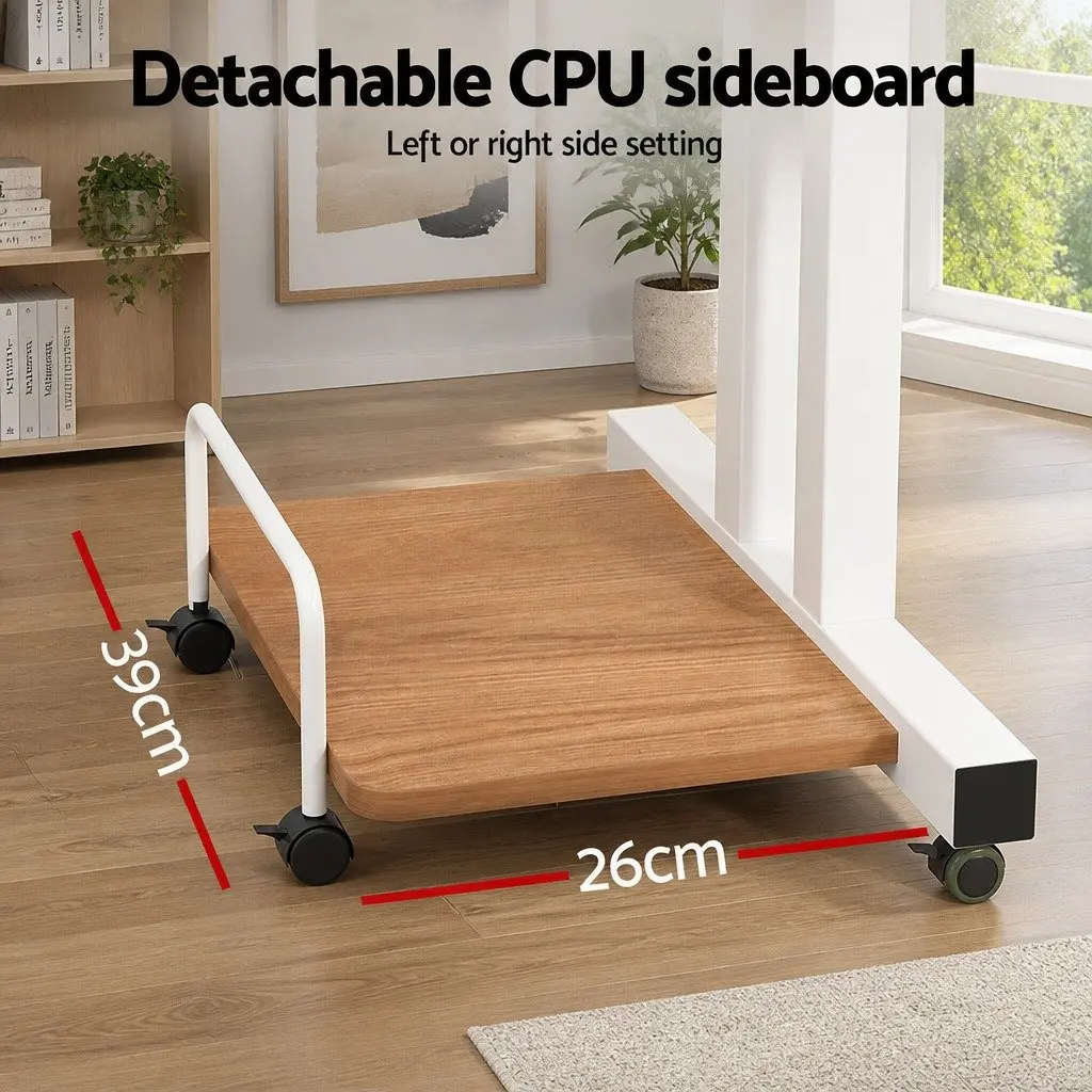 Mobile Twin Laptop Desk Office Adjustable Height Tilting Tabletop 80cm x 60cm Light Wood