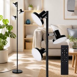 RGB LED Floor Lamp Specifications: 3 Heads & Remote Control