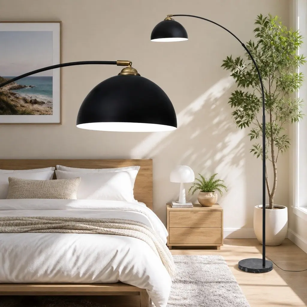 Arched Floor Lamp with Marble Base