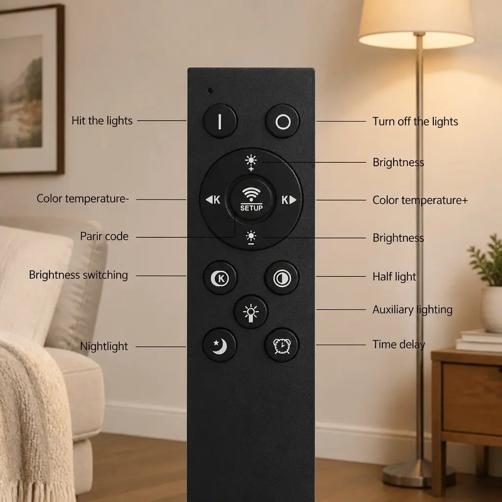 LED Floor Lamp for Home Use 1.5m with Remote Control Adjustable Brightness and Colour Temperature