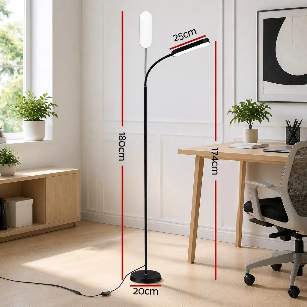 LED Floor Lamp for Living Room Bedroom Home Office 174cm with Remote Control Adjustable Gooseneck 4 Colour Temperature
