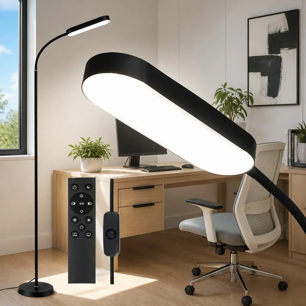 LED Floor Lamp for Living Room Bedroom Home Office 174cm with Remote Control Adjustable Gooseneck 4 Colour Temperature