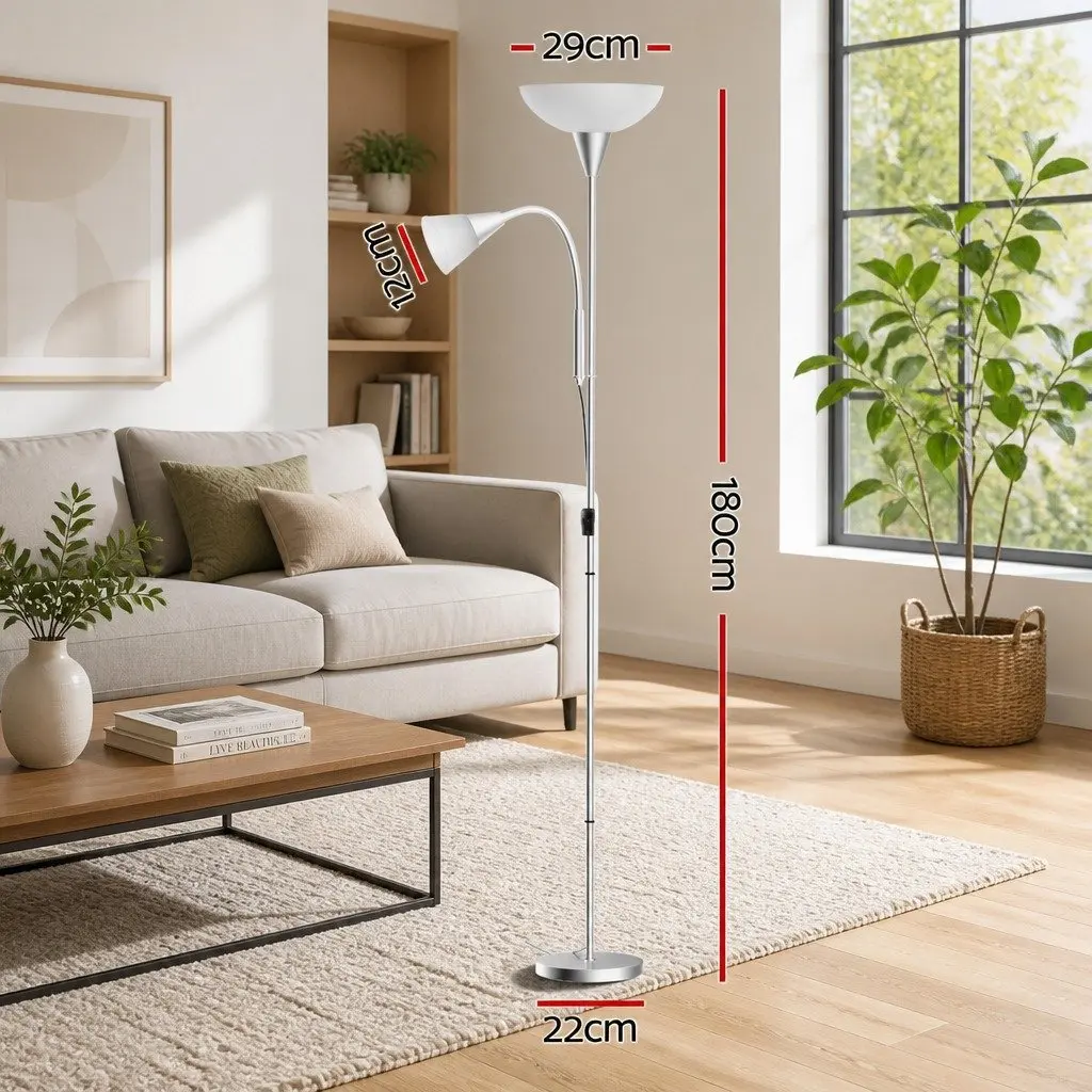 Floor Lamp Mother and Child Silver Modern Standing Light Living Room Office 180cm