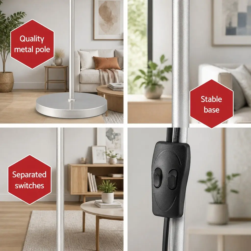 Floor Lamp Mother and Child Silver Modern Standing Light Living Room Office 180cm