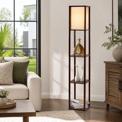 Floor Lamp with Three Shelves - 26cm x 26cm x 160cm