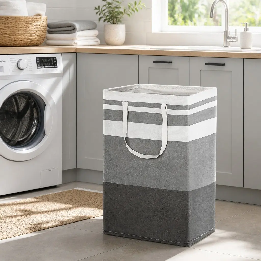 Foldable Laundry Basket Set (Grey)