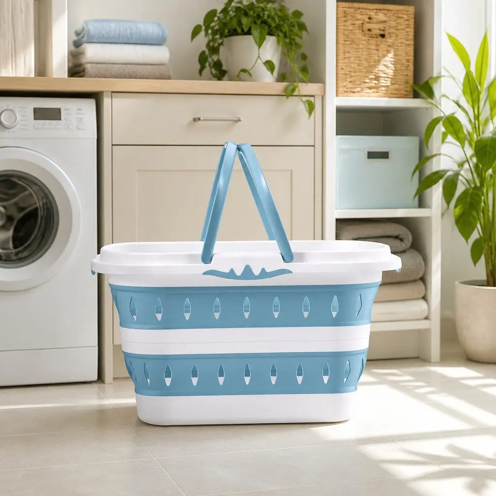 Large Foldable Laundry Basket Hamper for Clothes Storage Organiser Ventilated 51cm x 39cm x 28cm