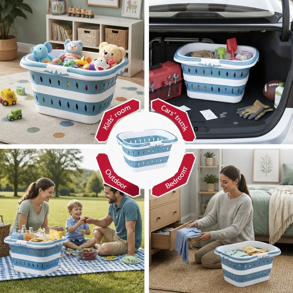 Large Foldable Laundry Basket Hamper for Clothes Storage Organiser Ventilated 51cm x 39cm x 28cm