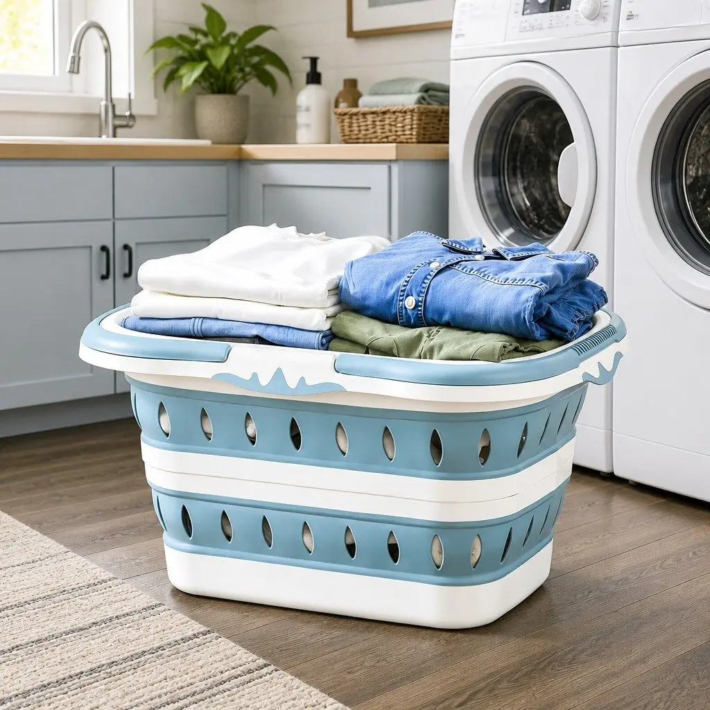 Large Foldable Laundry Basket Hamper for Clothes Storage Organiser Ventilated 51cm x 39cm x 28cm