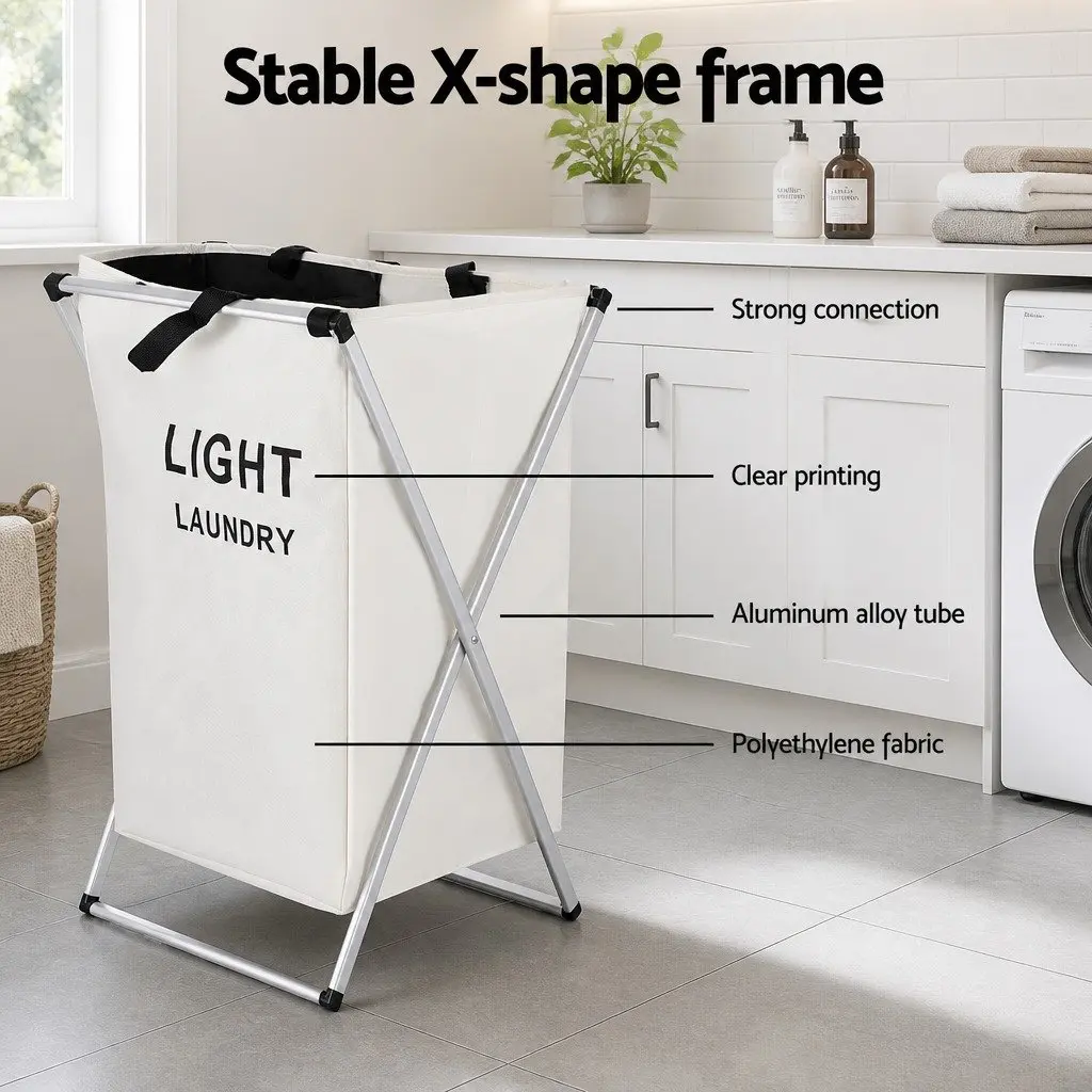 Foldable Laundry Basket Hamper for Home Large Capacity 2 Sections