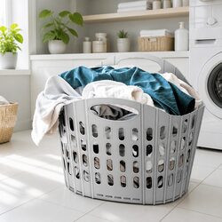 Large Capacity Laundry Basket Hamper - Grey Plastic