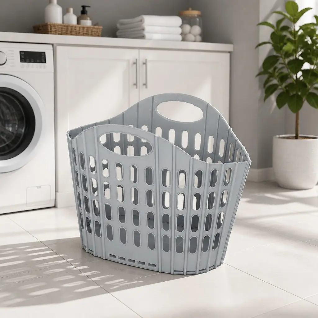 Foldable Laundry Basket Hamper for Home Large Capacity Grey