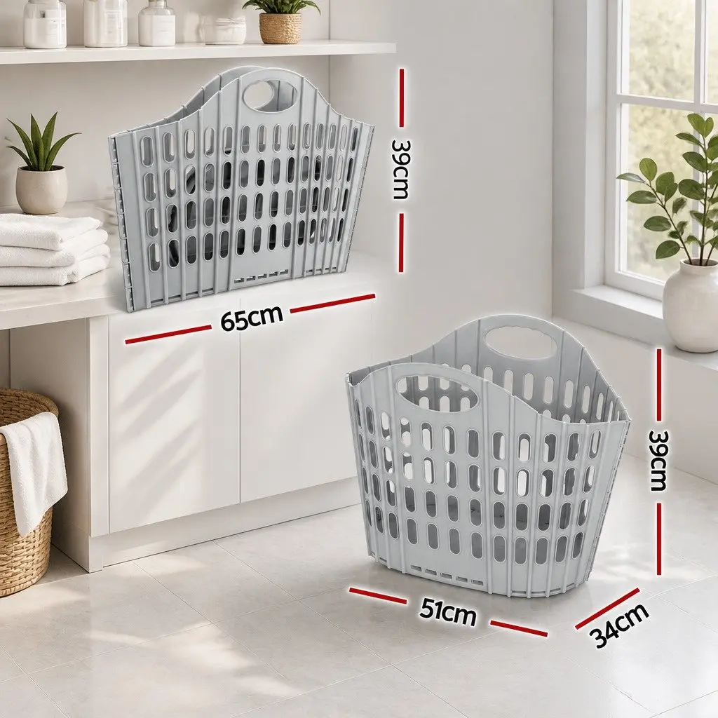 Foldable Laundry Basket Hamper for Home Large Capacity Grey