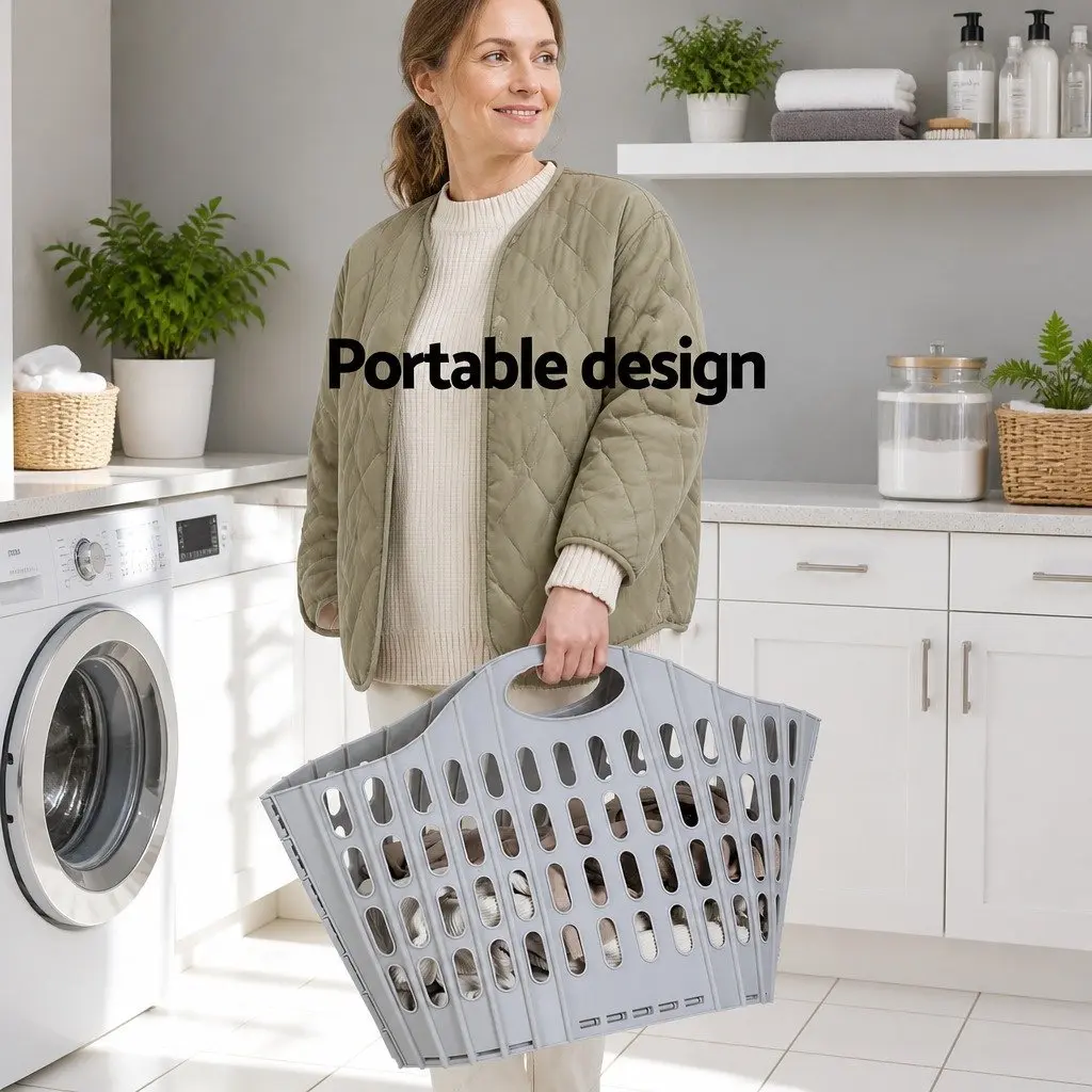 Foldable Laundry Basket Hamper for Home Large Capacity Grey