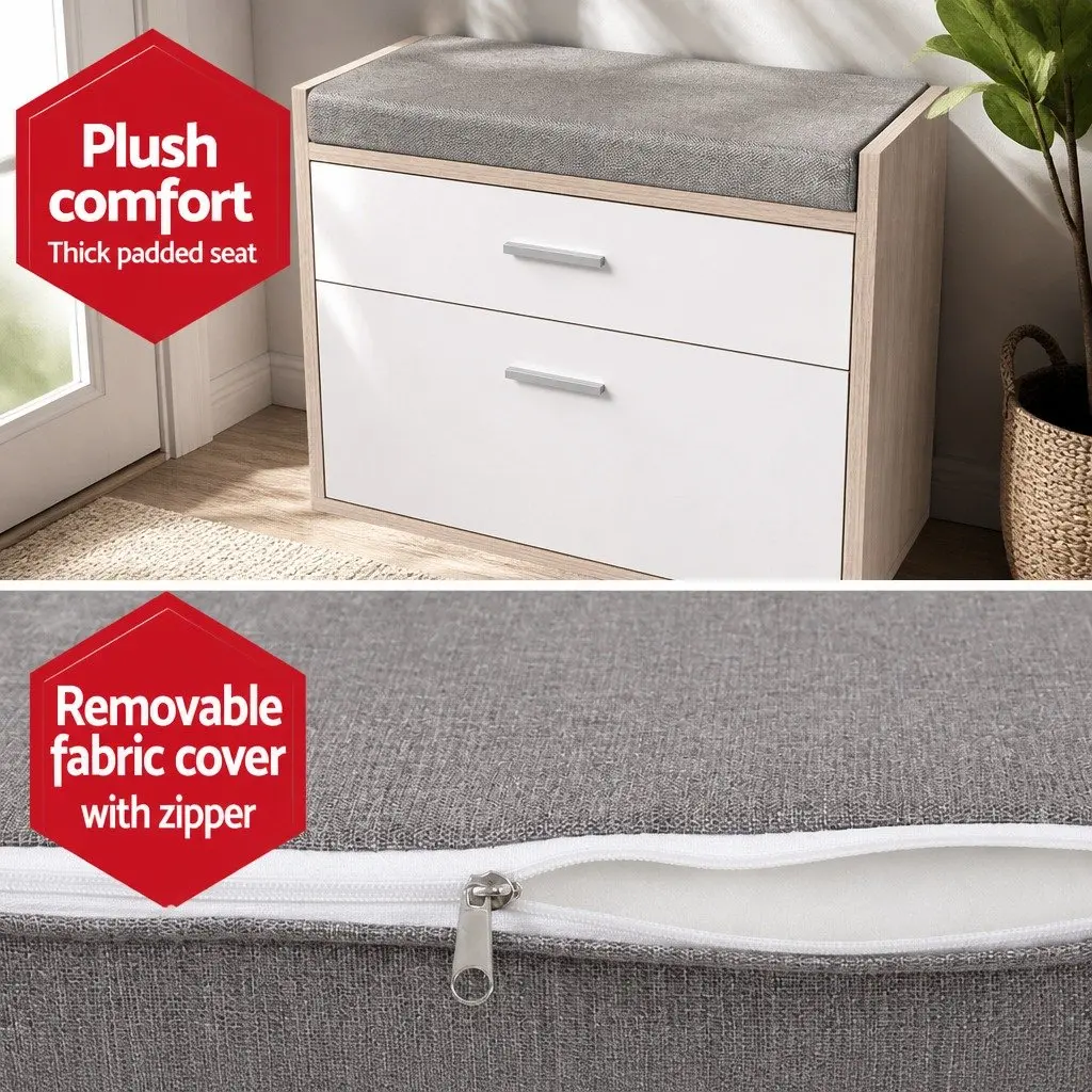 Shoe Rack Cabinet Bench Storage Organizer 8 Pairs White Wood Hallway Entrance