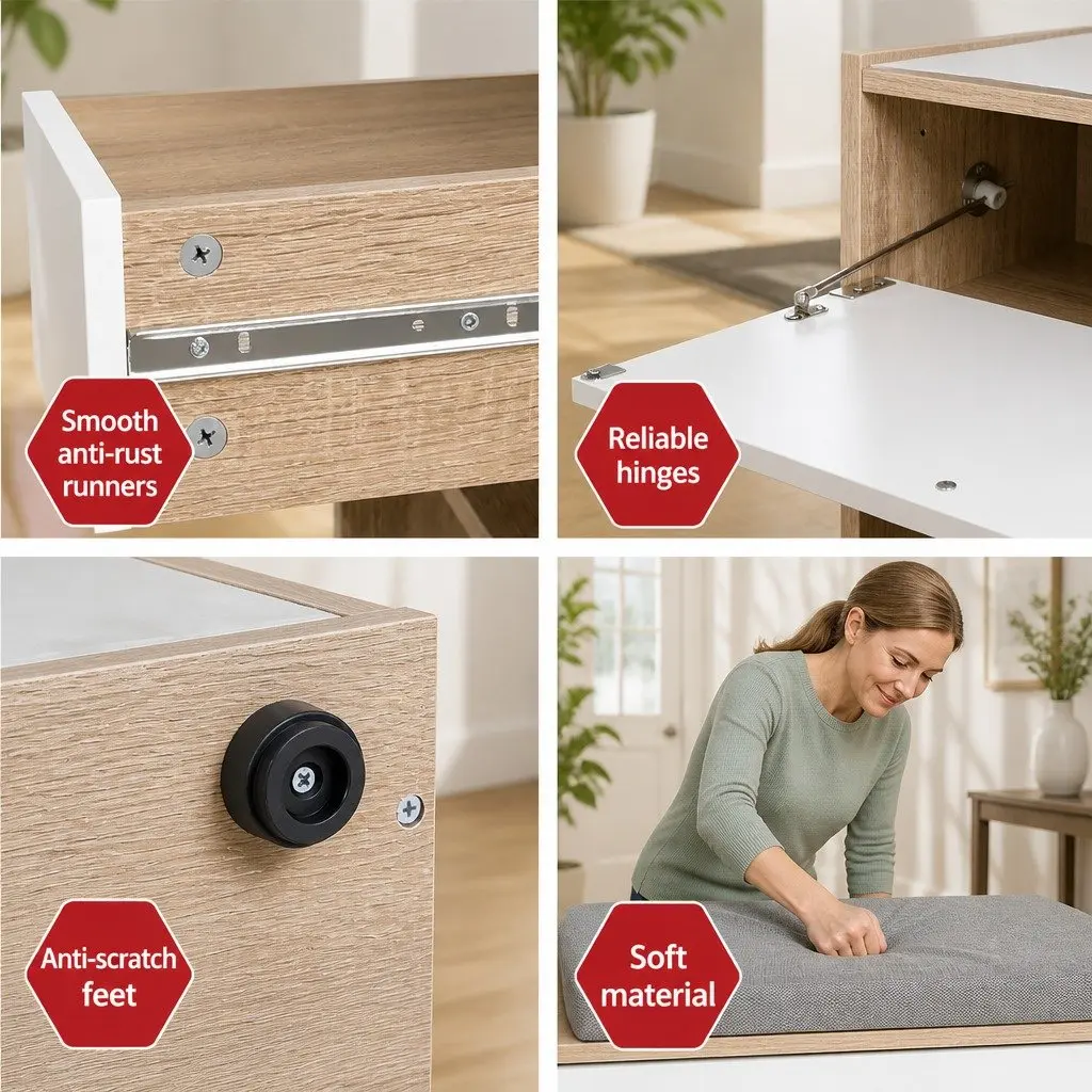Shoe Rack Cabinet Bench Storage Organizer 8 Pairs White Wood Hallway Entrance