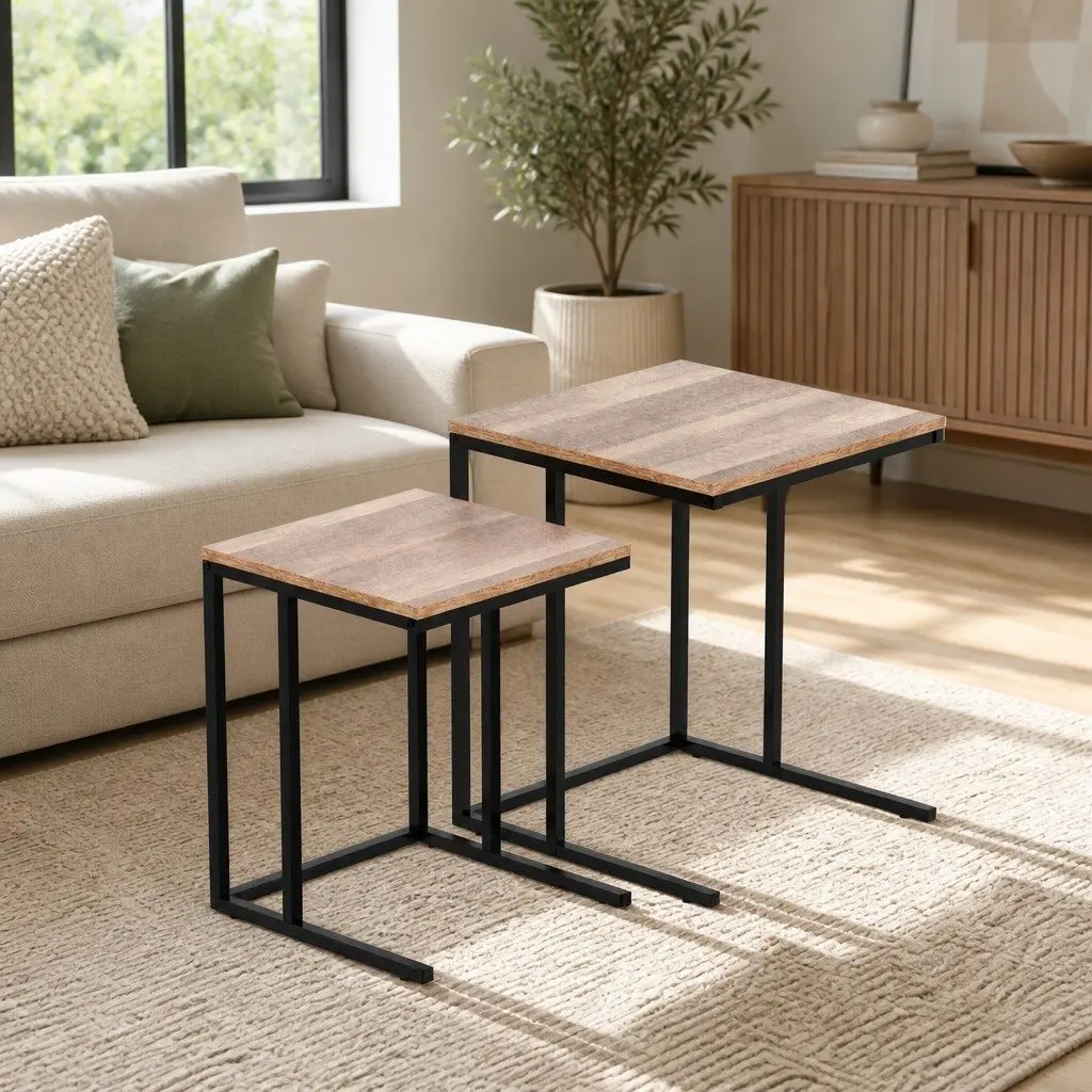 Industrial Nesting Side Table Set