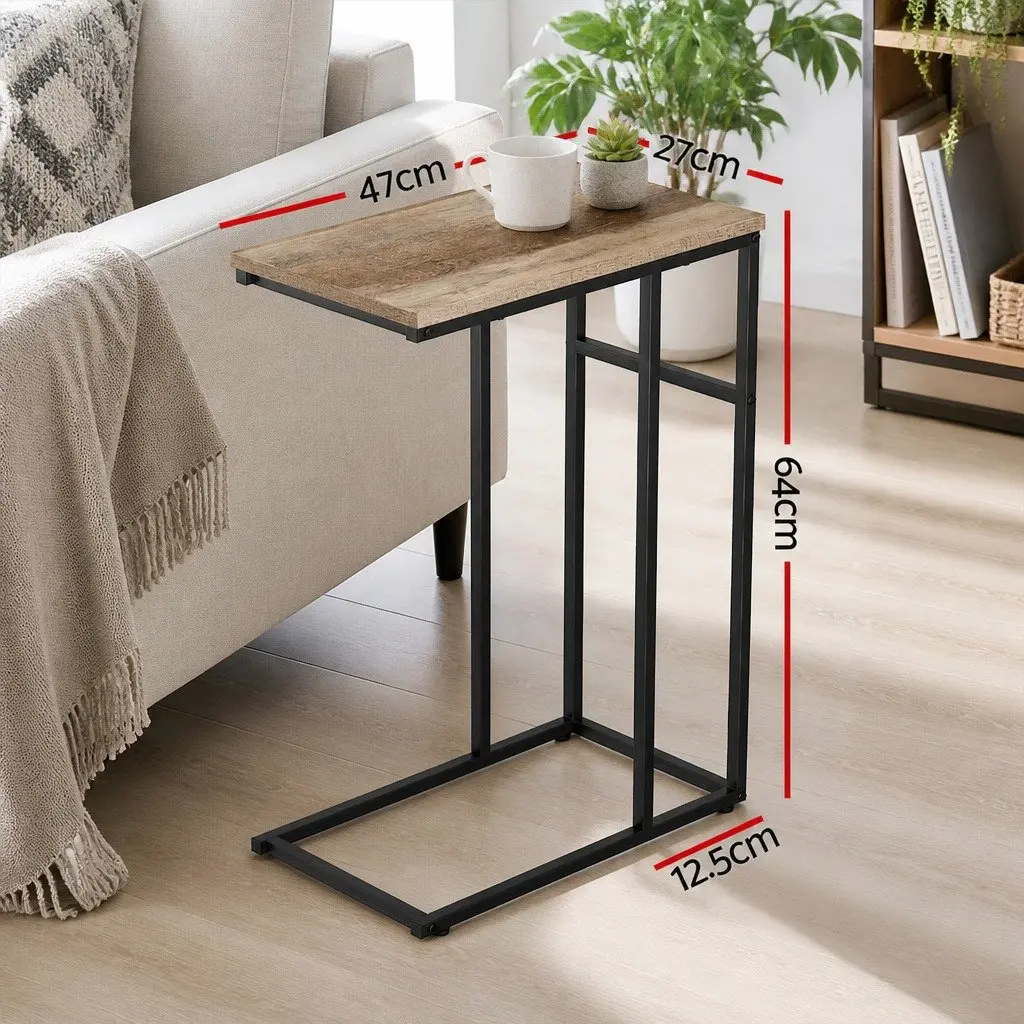 C-Shape Side Table with Steel Legs and Particle Board Top