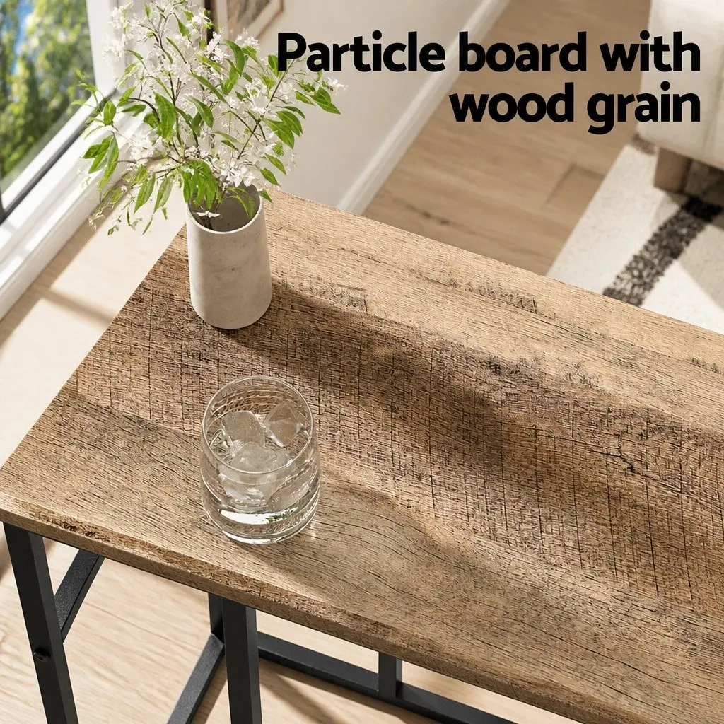 C-Shape Side Table with Steel Legs and Particle Board Top