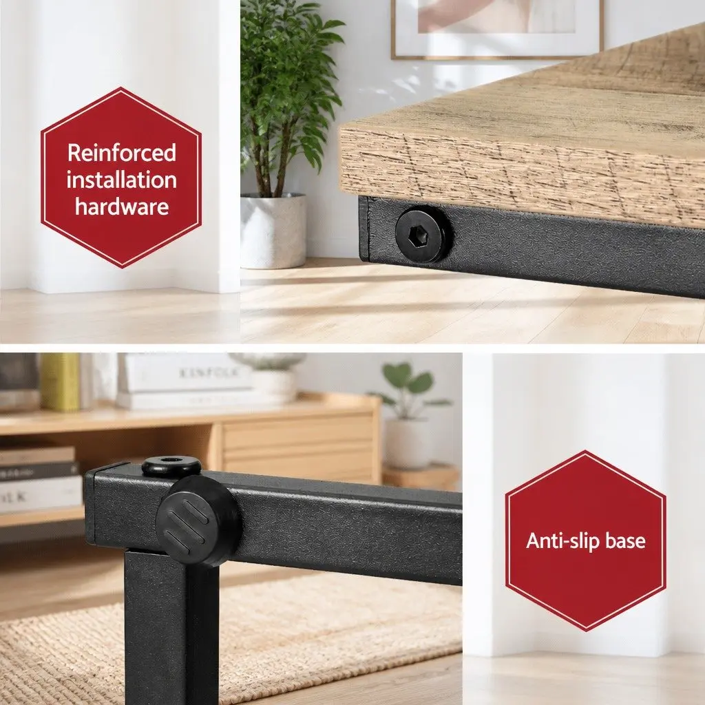 C-Shape Side Table with Steel Legs and Particle Board Top