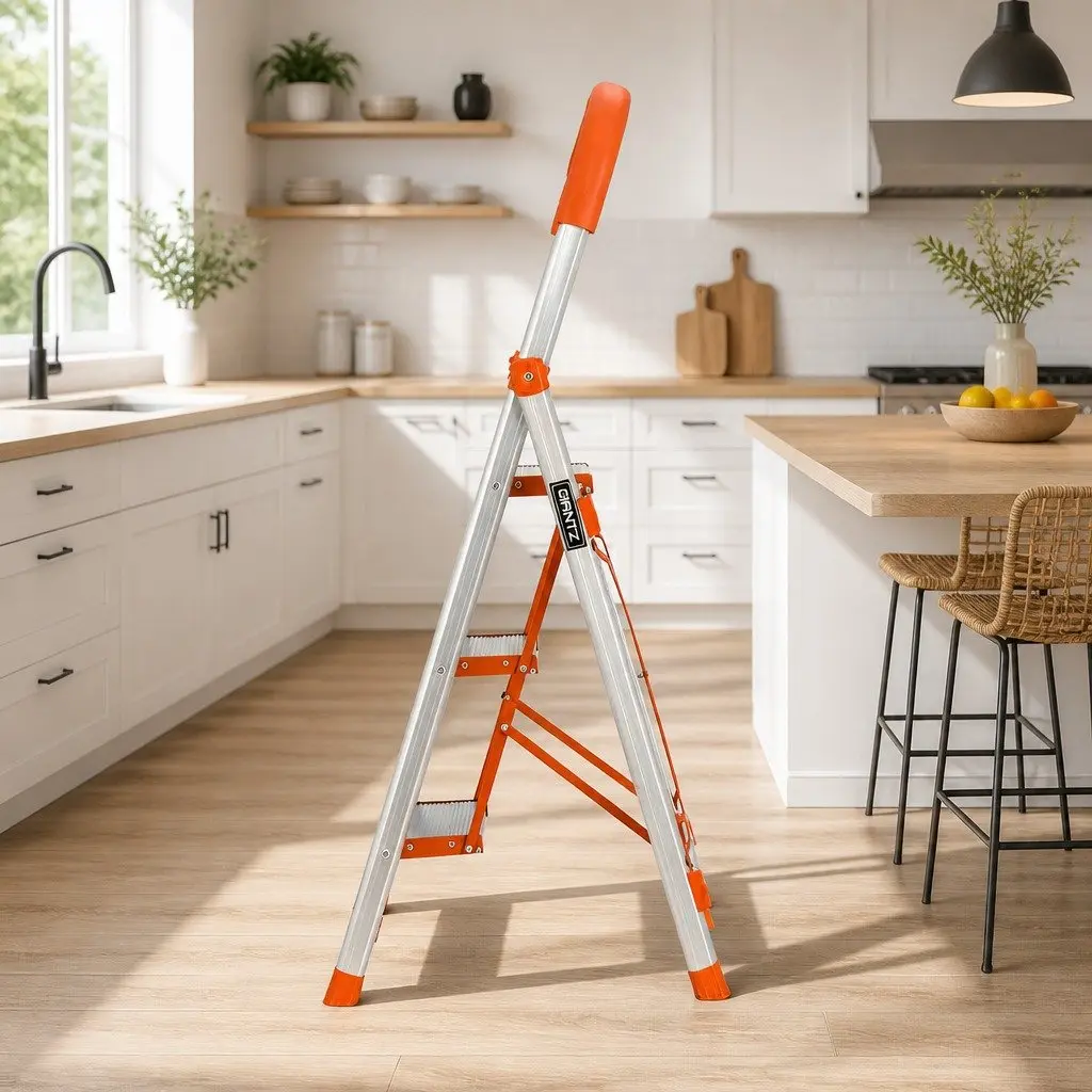 3 Step Ladder Folding Aluminium Lightweight Non-Slip Platform Multi-Purpose Home