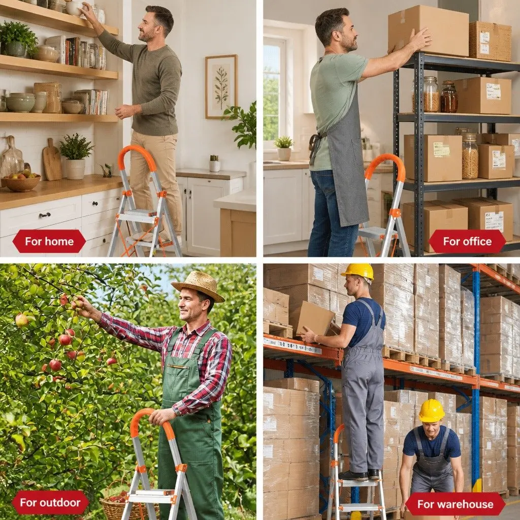 3 Step Ladder Folding Aluminium Lightweight Non-Slip Platform Multi-Purpose Home