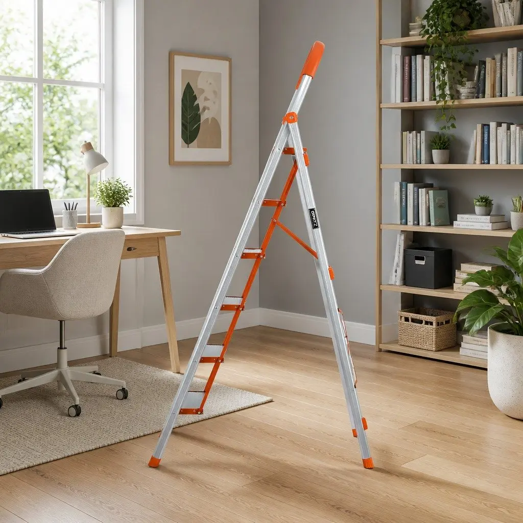 6 Step Ladder Folding Aluminium Multi-Purpose Non-Slip Platform Home Use 51.5cm W x 99cm D x 188.5cm H