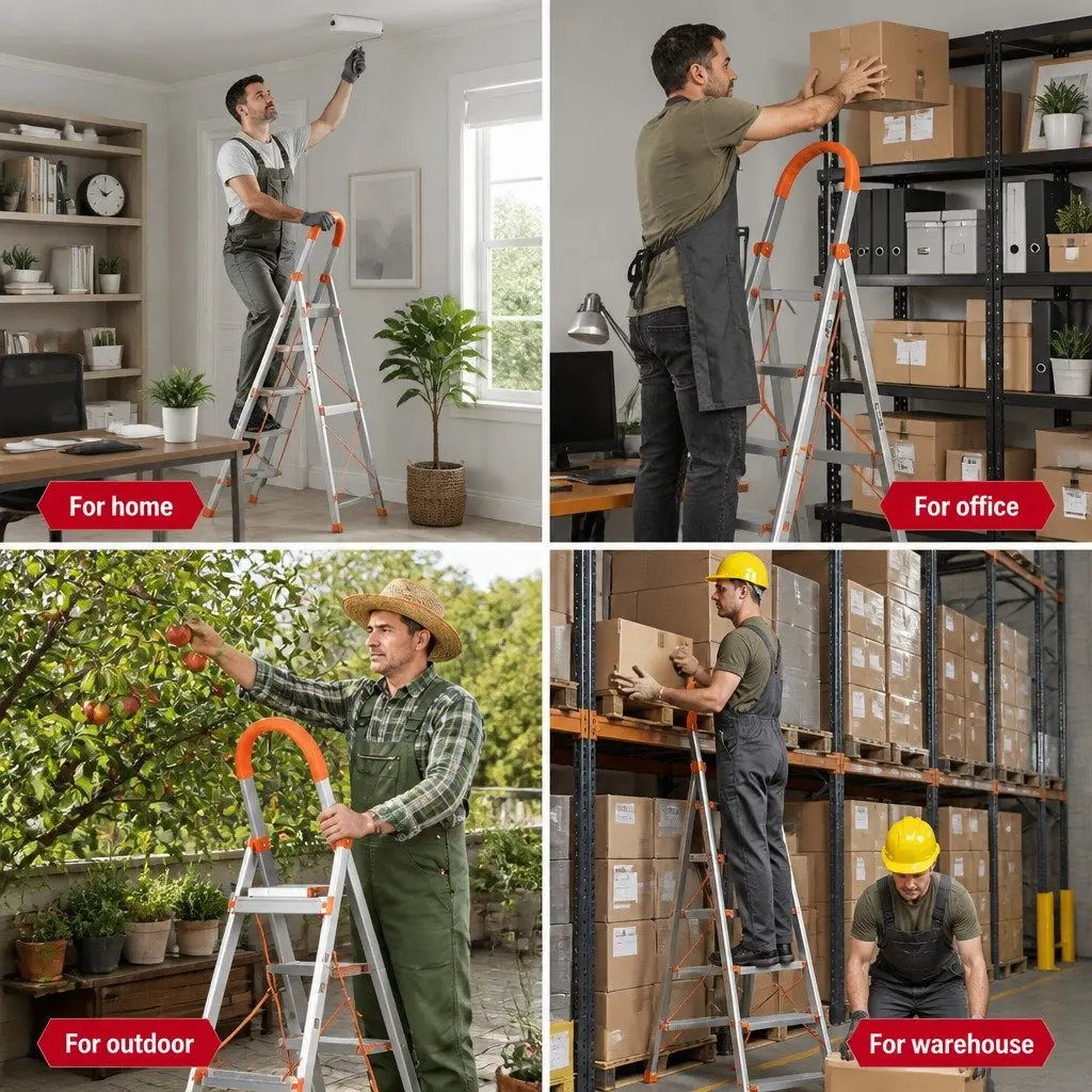 6 Step Ladder Folding Aluminium Multi-Purpose Non-Slip Platform Home Use 51.5cm W x 99cm D x 188.5cm H