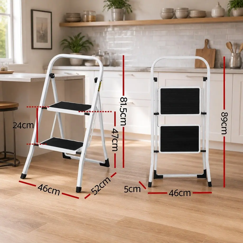 2 Step Folding Steel Ladder