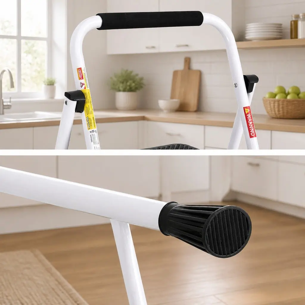 3 Step Ladder Multi-Purpose Indoor Folding Steel Non-Slip Safety