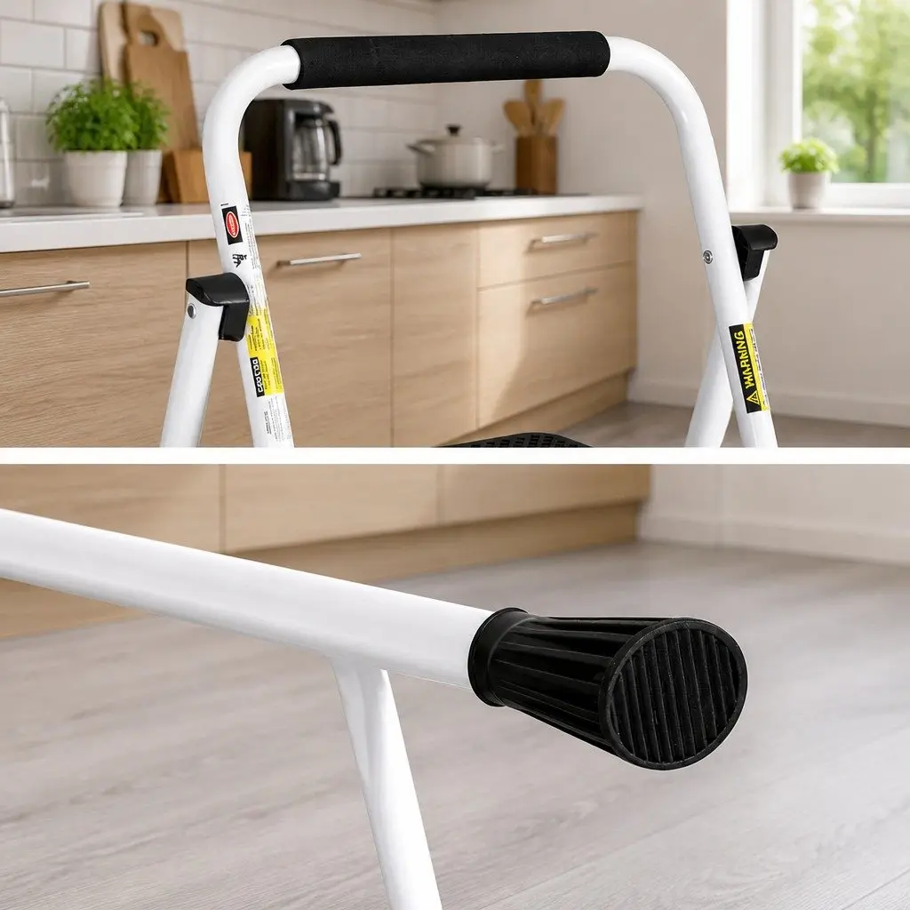 4 Step Ladder Folding Steel Multi-Purpose for Indoor Outdoor Use