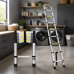 Telescopic Ladder 2.6M Aluminium Extension Adjustable Steps Extendable Height