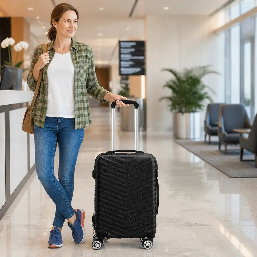 20 Inch Carry On Suitcase Luggage Travel Bag Anti-Theft Lock Dual Wheels