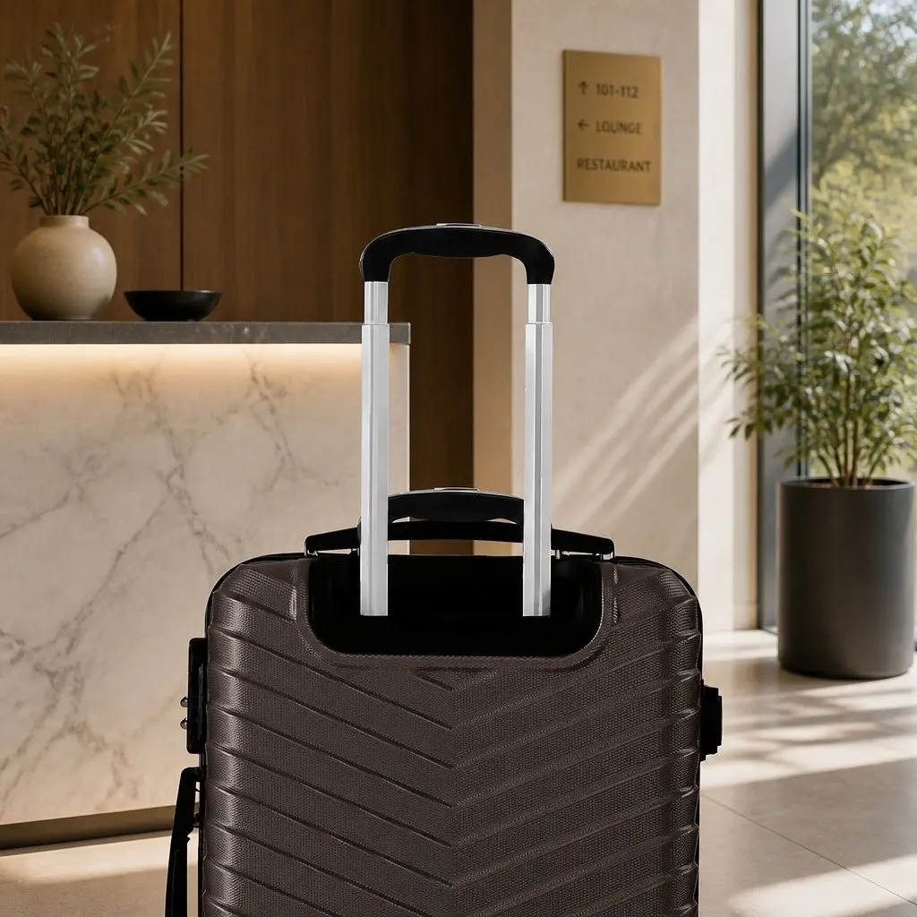 20 Inch Carry On Suitcase Travel Luggage Wheeled Lightweight Cabin Bag Coffee